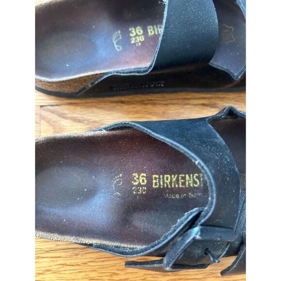 Birkenstock Arizona Black Leather Double Strap Sandals women size 36 US 6 - Picture 4 of 9